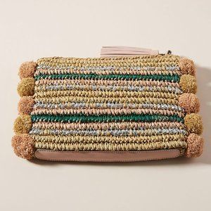 Loeffler Randall Straw Raffia Pom Pom Pouch Multi Metallic--SOLD